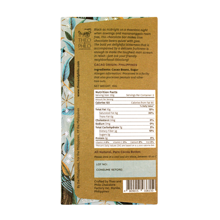 Theo and Philo Chocolates 90% Dark Chocolate Bar