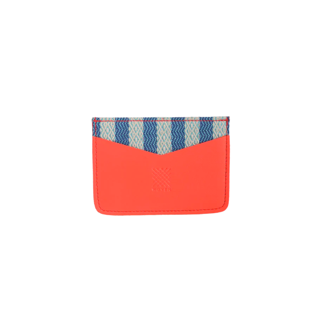 Woven Bulsa Card Holder in Orange Leather
