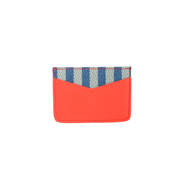 Woven Bulsa Card Holder in Orange Leather