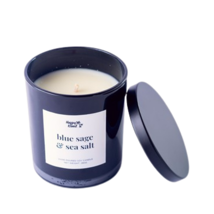 Happy Island Hand-Poured Soy Candle in Blue Sage and Sea Salt