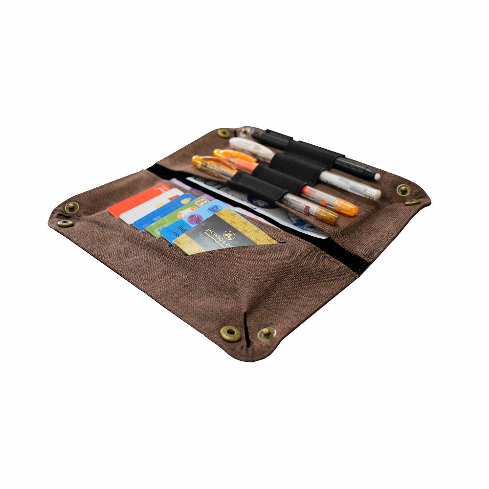 Guhit Vegan Leather Foldable Travel Valet in Coffee Brown - Roots Collective PH