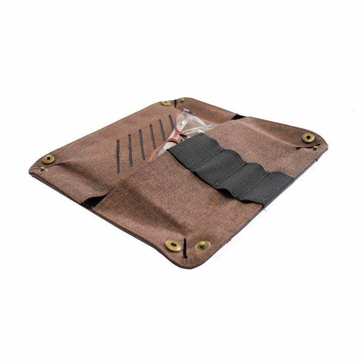 Guhit Vegan Leather Foldable Travel Valet in Coffee Brown - Roots Collective PH