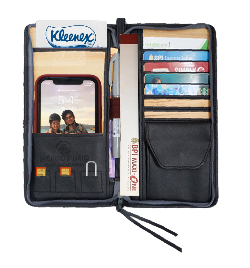 Bucket List Vegan Leather Travel Wallet in Black - Roots Collective PH