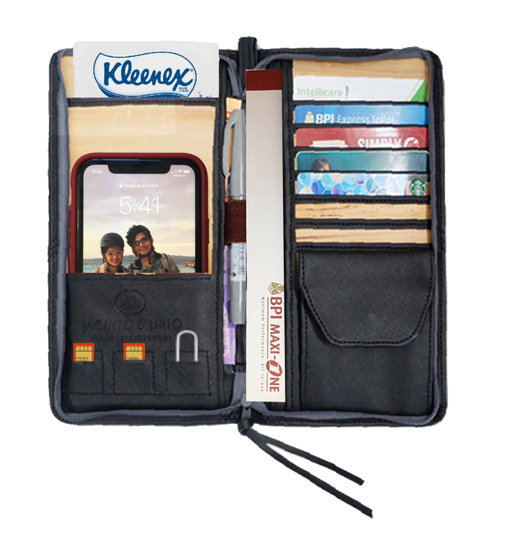 Bucket List Vegan Leather Travel Wallet in Black - Roots Collective PH
