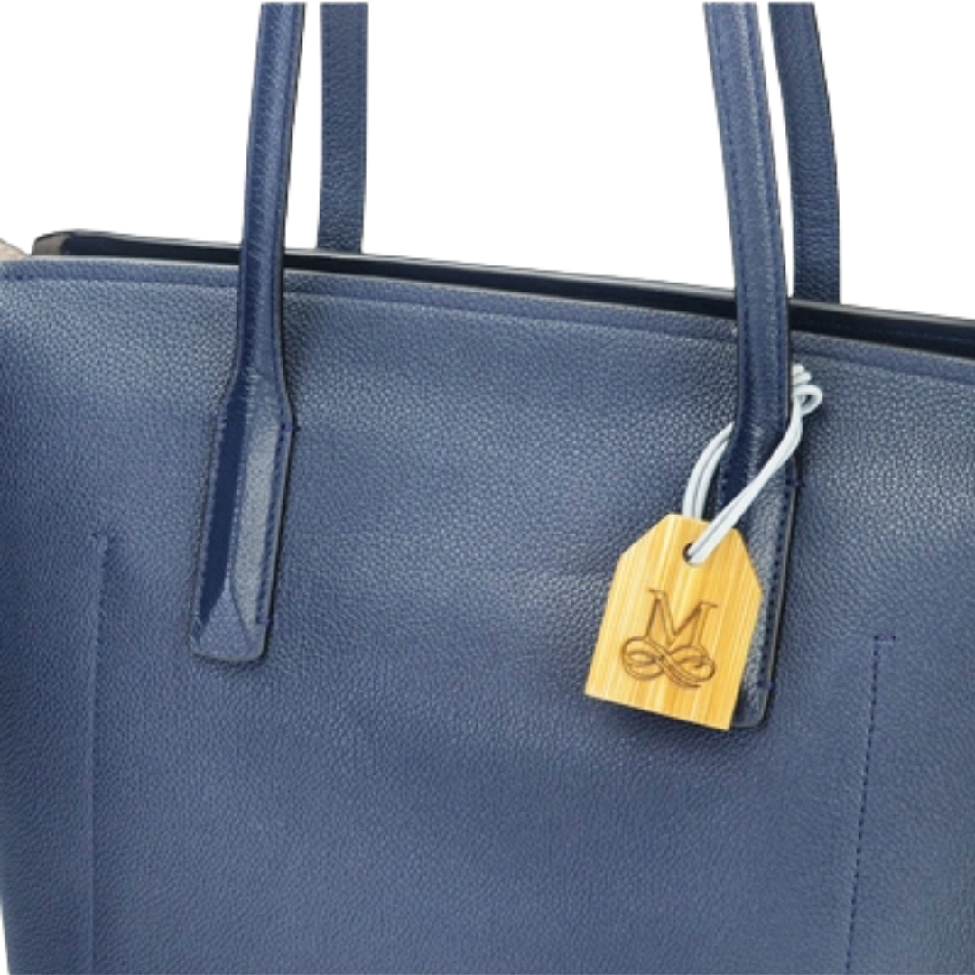 BalaiKamay Bamboo Bag Tag with Leather Buckle