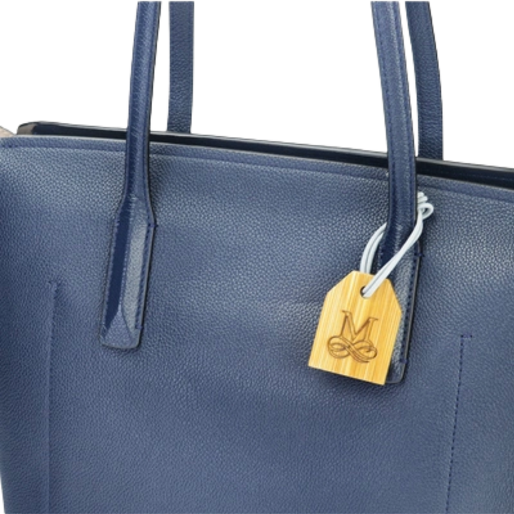 BalaiKamay Bamboo Bag Tag with Leatherette Buckle