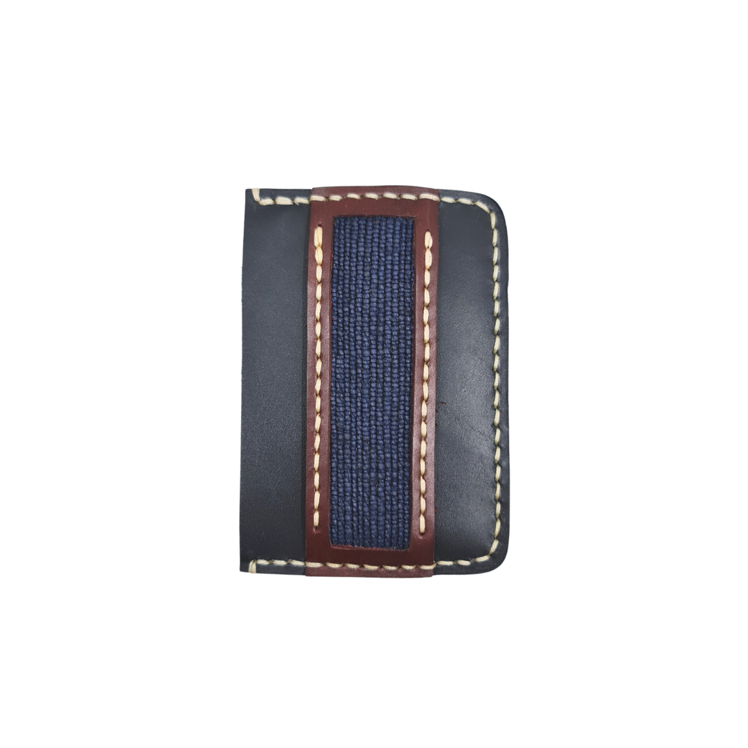 Obrano Short Leather and Heritage Weaves Minimalist Wallet