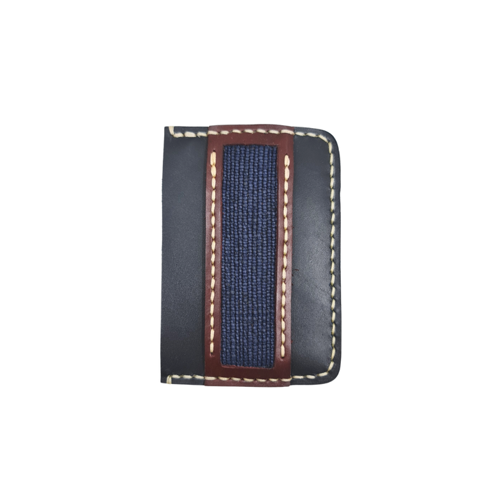 Obrano Short Leather and Heritage Weaves Minimalist Wallet