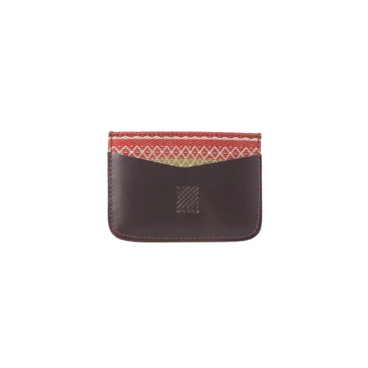 Woven Bulsa Card Holder in Brown Leather