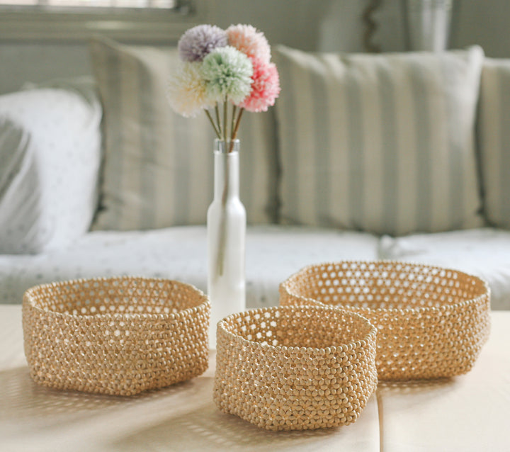 HABI Footwear and Lifestyle Sinta Beaded Accessory Tray