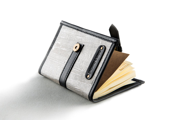Pacem II Vegan Leather Buckled Notebook in Black Storm Gray (Mini) - Roots Collective PH