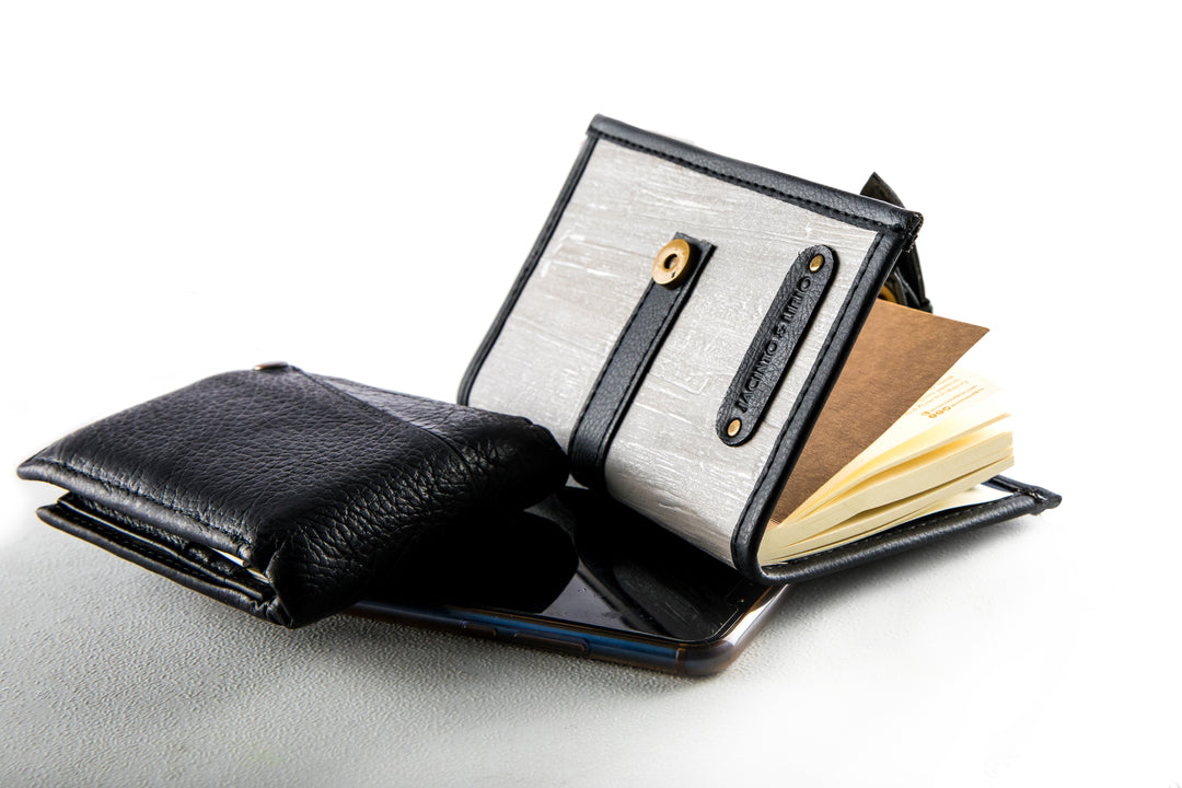 Pacem II Vegan Leather Buckled Notebook in Black Storm Gray (Mini) - Roots Collective PH