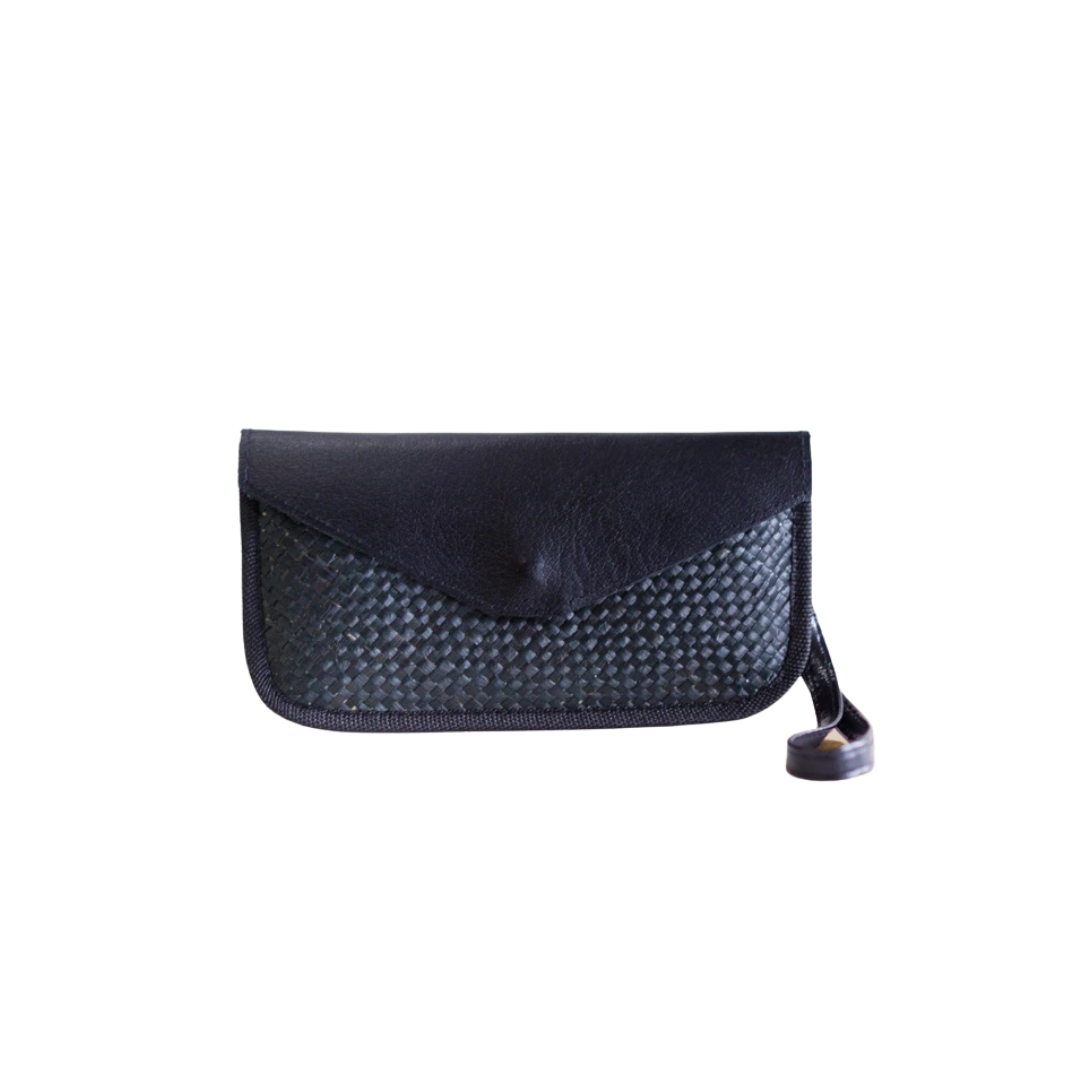 Woven Liham Tikog Grass and Leather Envelope Sleeve