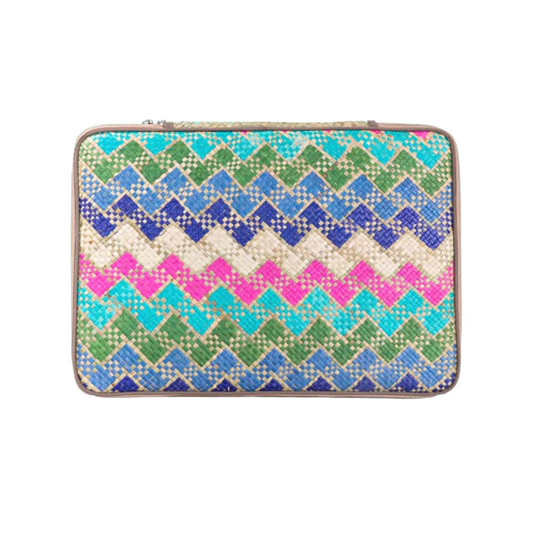 Woven Abre Tikog Grass Tablet Sleeve in Vinta Turquoise