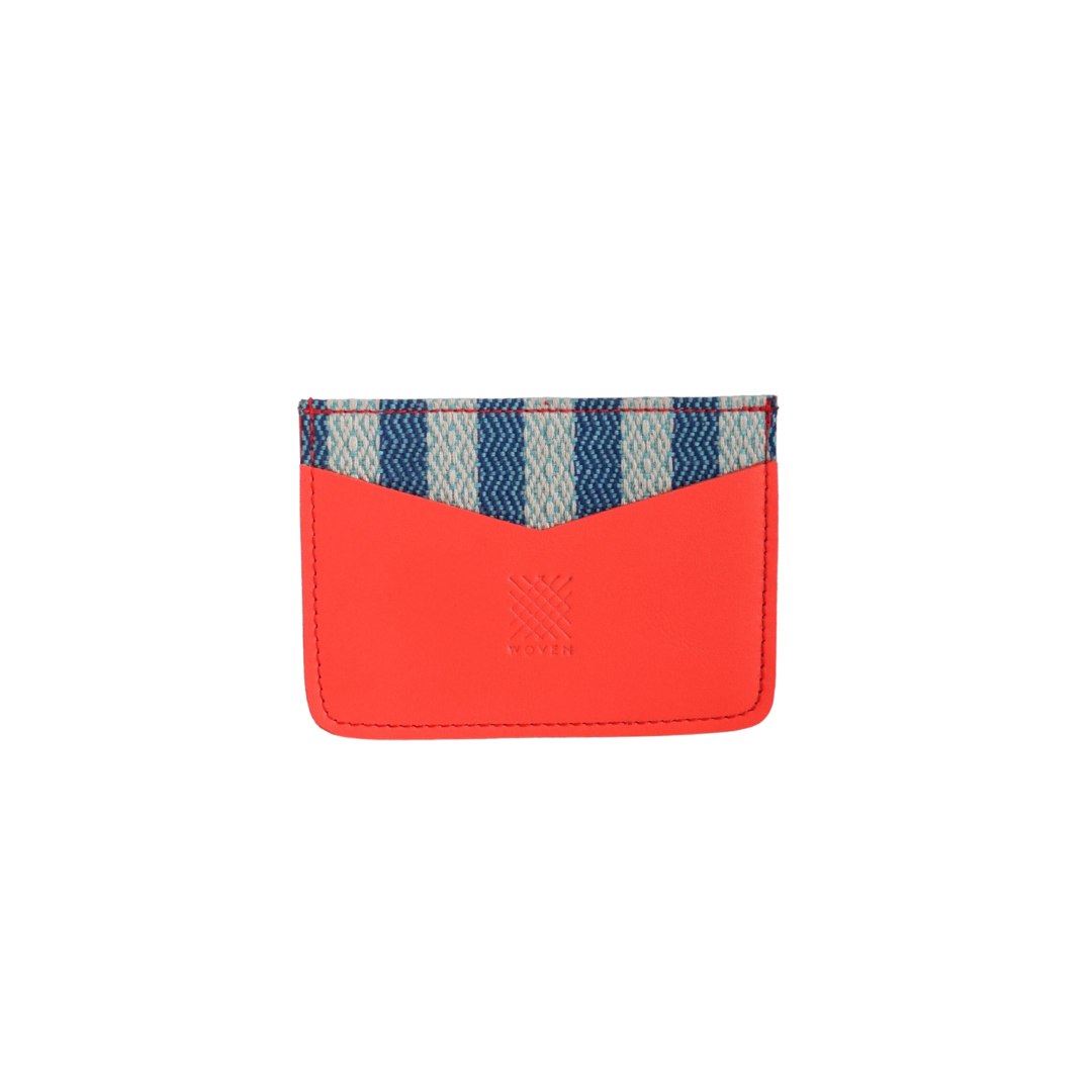 Woven Bulsa Cardholder in Raspberry Leather