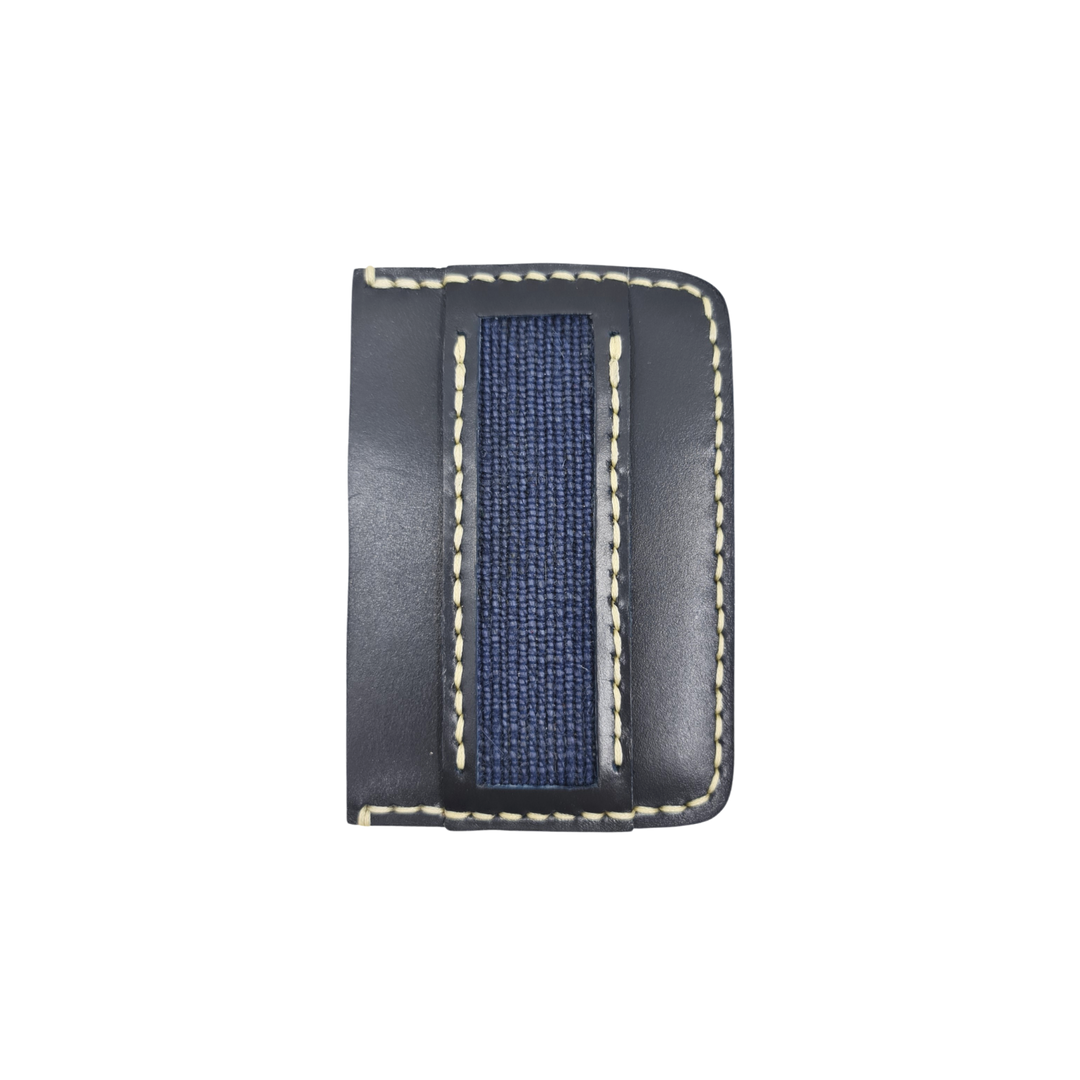 Obrano Short Leather and Heritage Weaves Minimalist Wallet