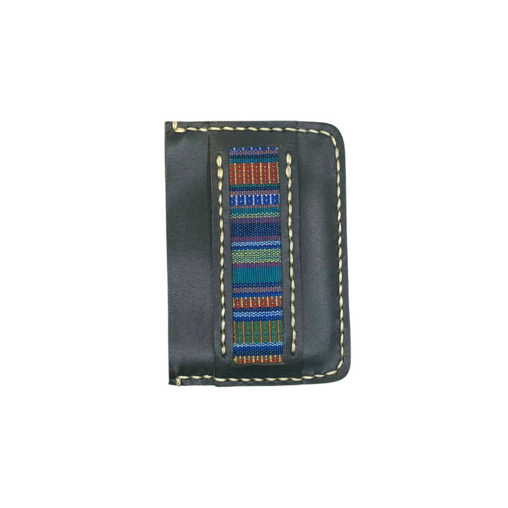 Obrano Short Leather and Heritage Weaves Minimalist Wallet