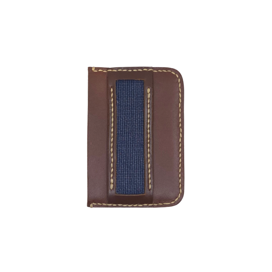Obrano Short Leather and Heritage Weaves Minimalist Wallet