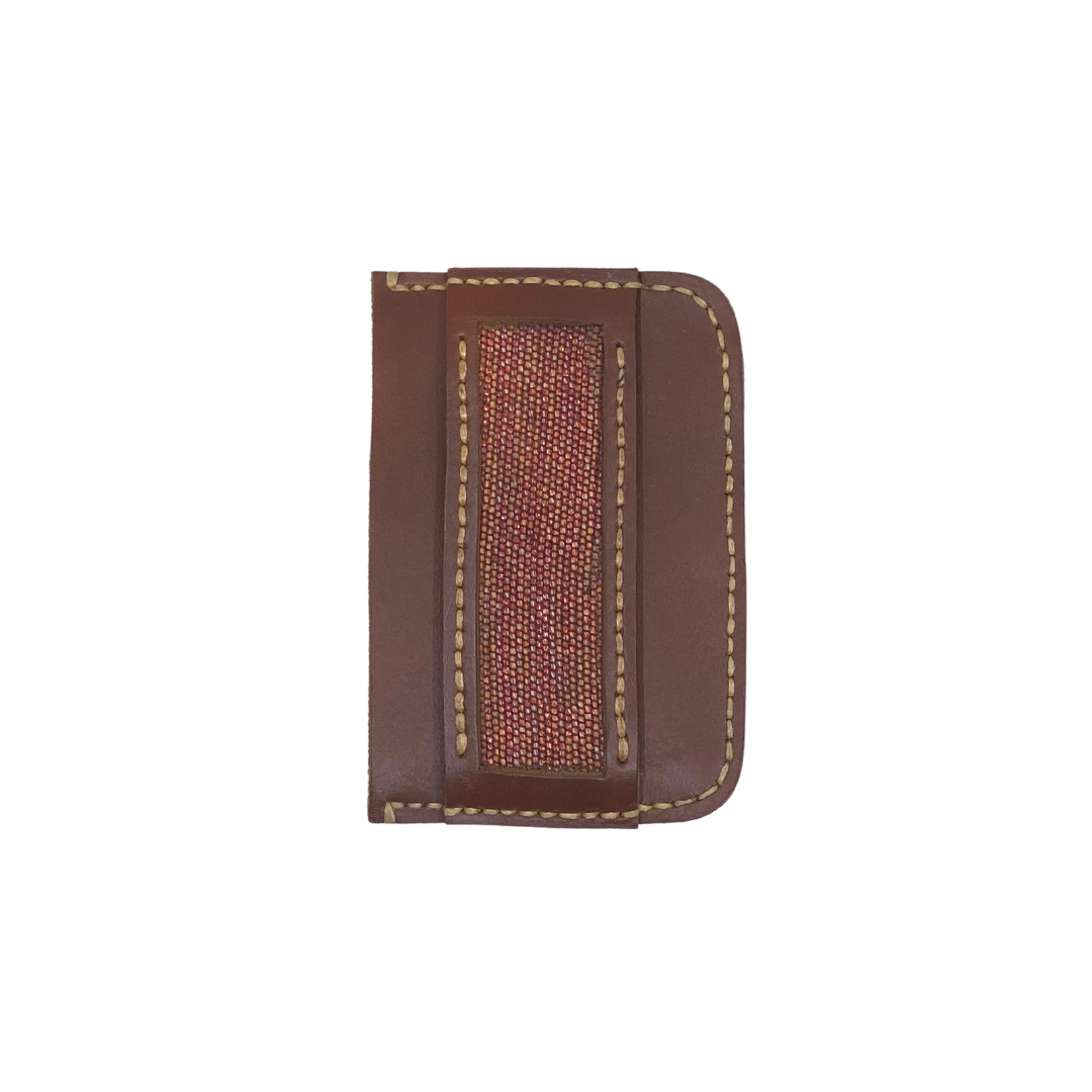 Obrano Short Leather and Heritage Weaves Minimalist Wallet