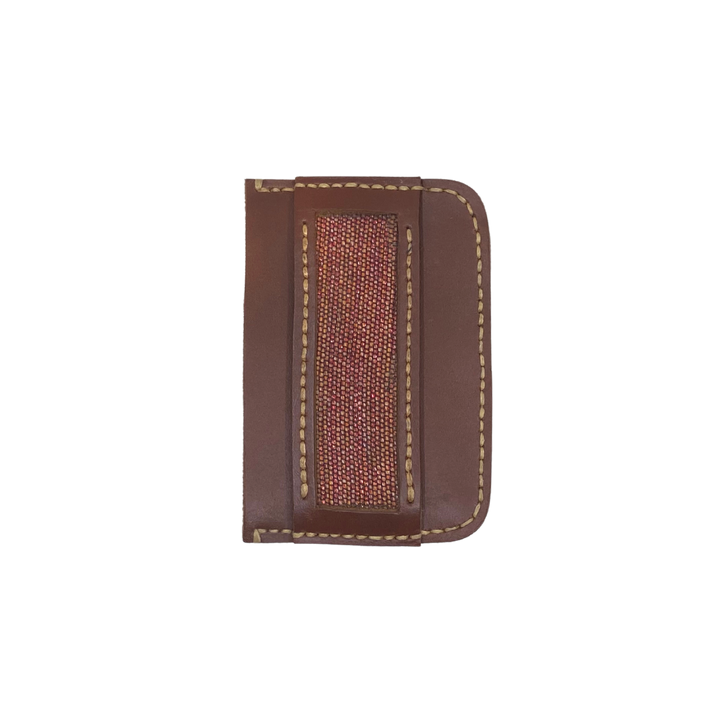 Obrano Short Leather and Heritage Weaves Minimalist Wallet