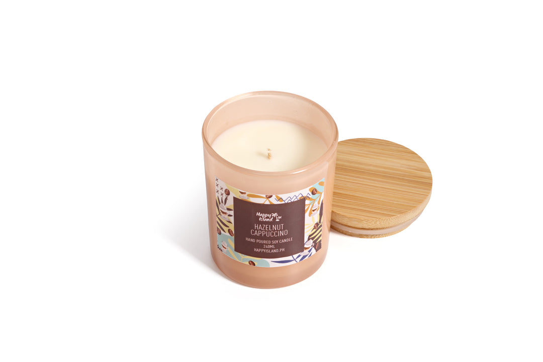 Happy Island Hand-Poured Soy Candle in Hazelnut Cappuccino
