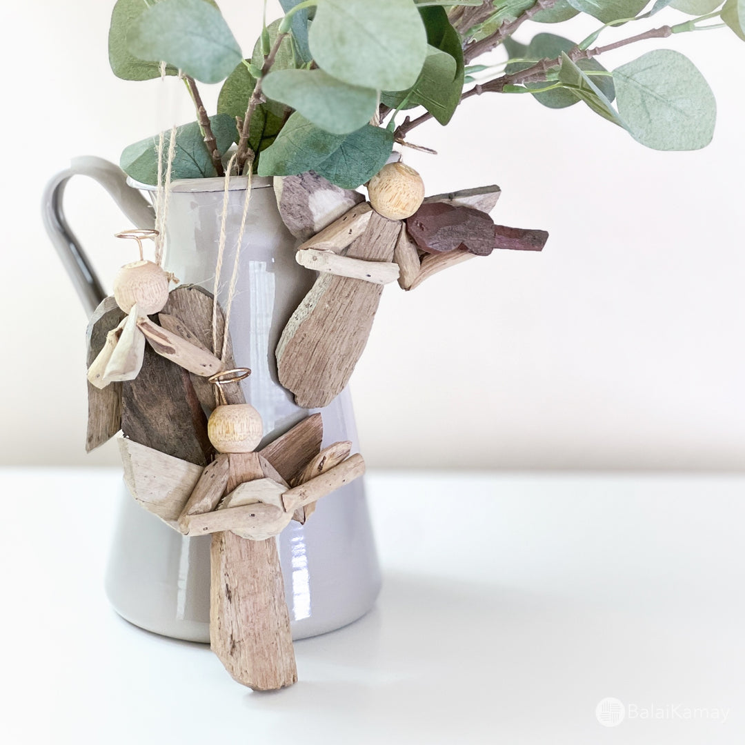 BalaiKamay Driftwood Angel Ornaments