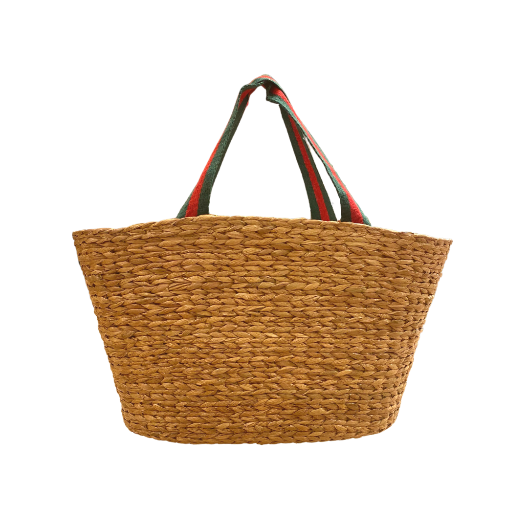 Remdavies Handwoven Water Hyacinth Beach Bag with Gucci-Inspired Handle