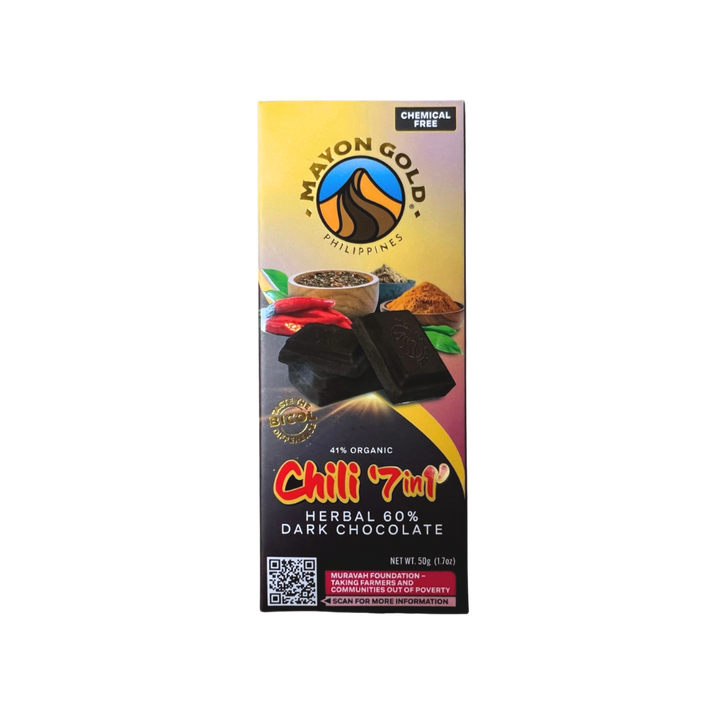 Mayon Gold Chili 7in1 Herbal 60% Dark Chocolate Bar