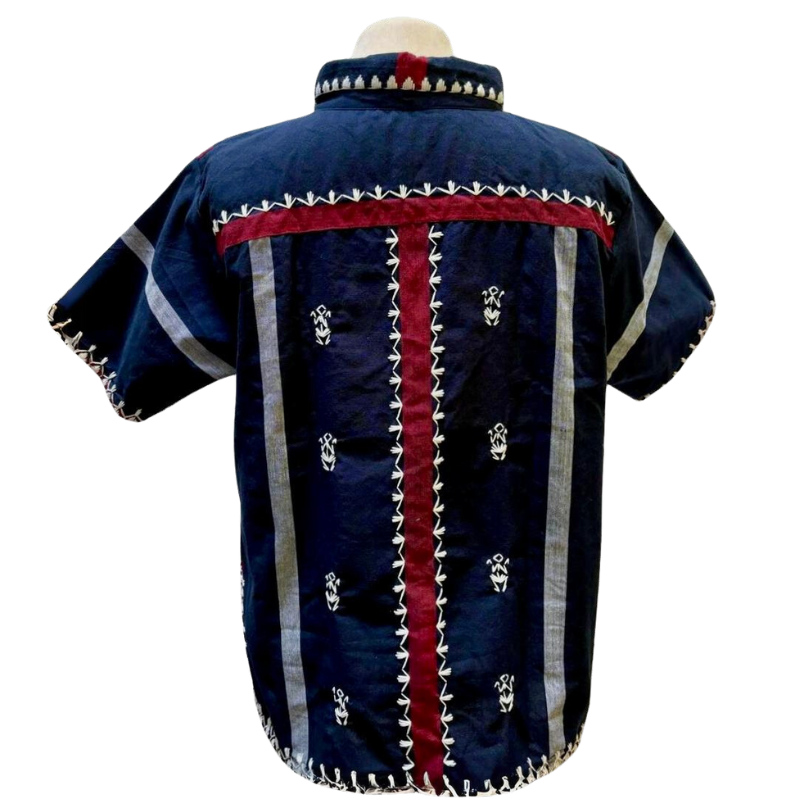 HeritageFinds Kantarines Weave Men's Polo with Itneg Embroidery