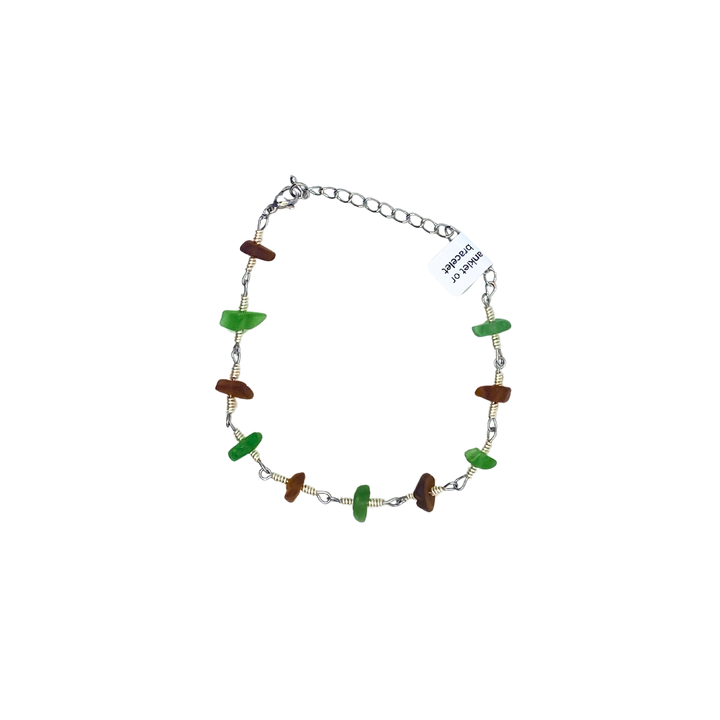 Reef Picks Stainless Steel Sea Glass Bracelet-Anklets with Charms