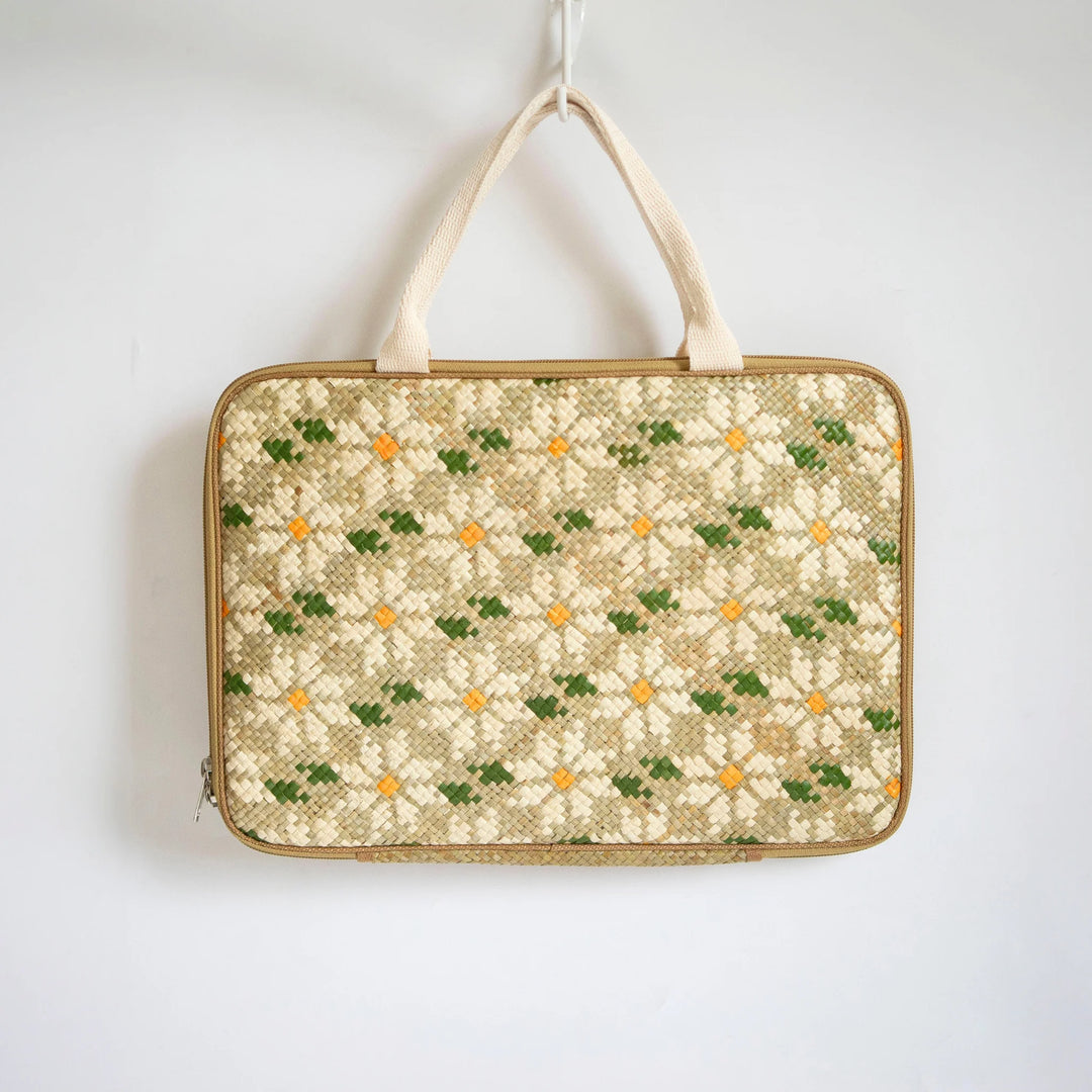 Woven Abre Sampaguita Tikog Grass Laptop Sleeve with Handle