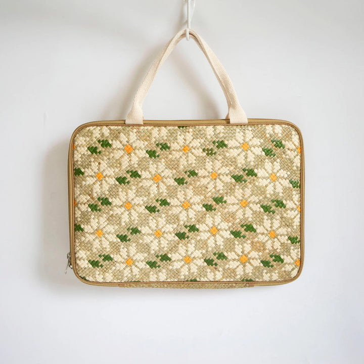Woven Abre Sampaguita Tikog Grass Laptop Sleeve with Handle
