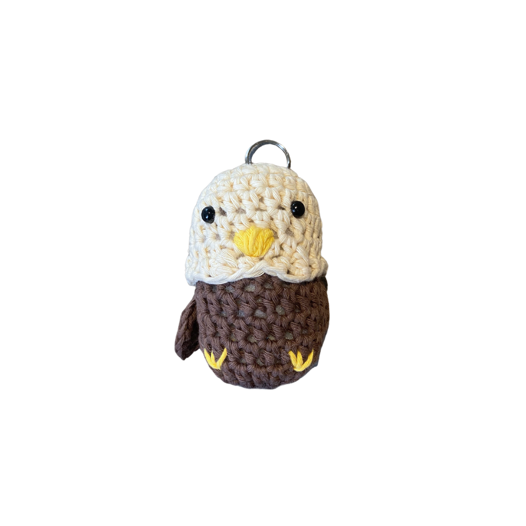 400 Lux Hand Crocheted Brown Eagle Keychain