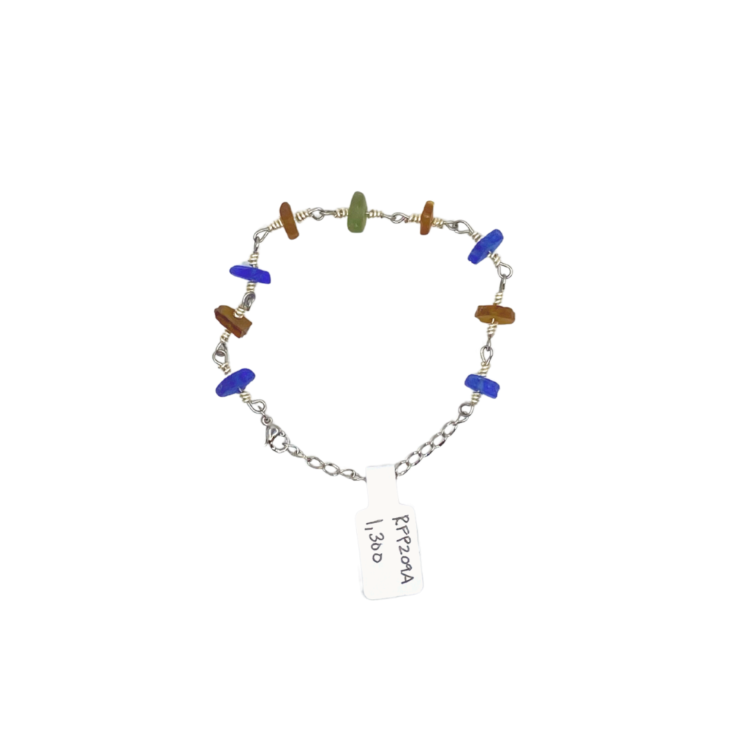 Reef Picks Stainless Steel Sea Glass Bracelet with 9 Charms