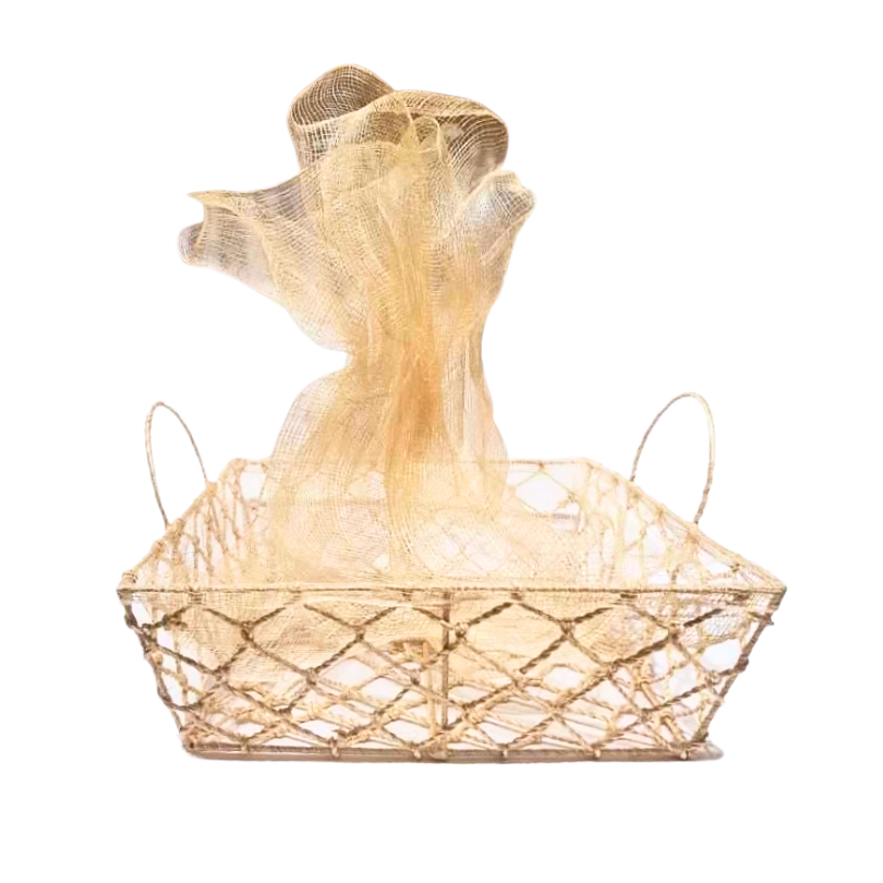 Sinamay Basket with Side Handles & Wrap