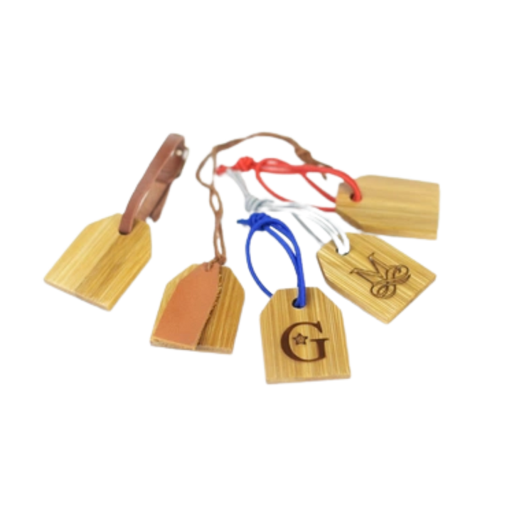 BalaiKamay Bamboo Letters Bag Tag with Leatherette Buckle
