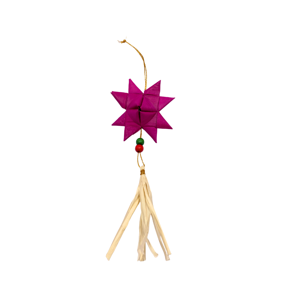 Roots Sorsogon Collection  Woven Buri Star Ornament with Tassel