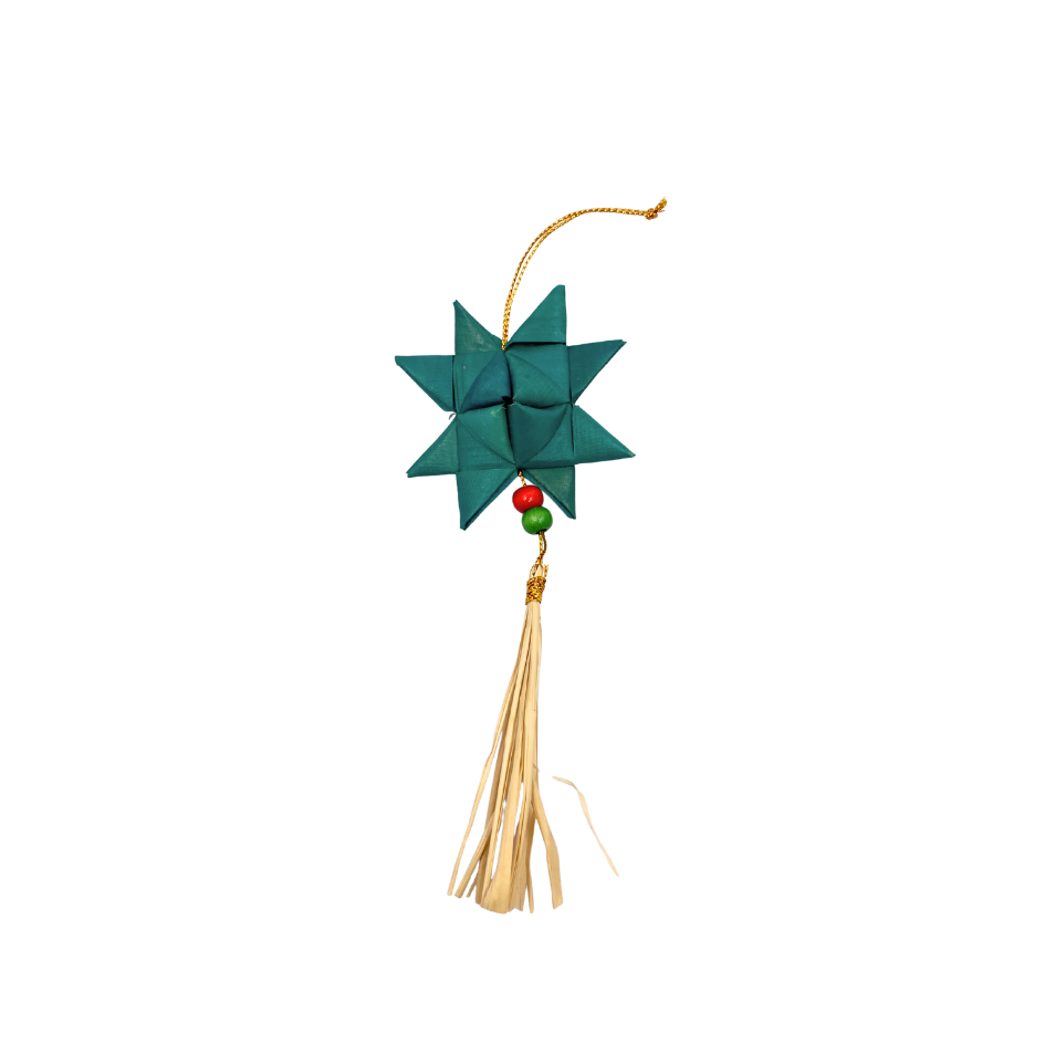 Roots Sorsogon Collection  Woven Buri Star Ornament with Tassel