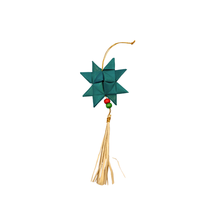 Roots Sorsogon Collection  Woven Buri Star Ornament with Tassel