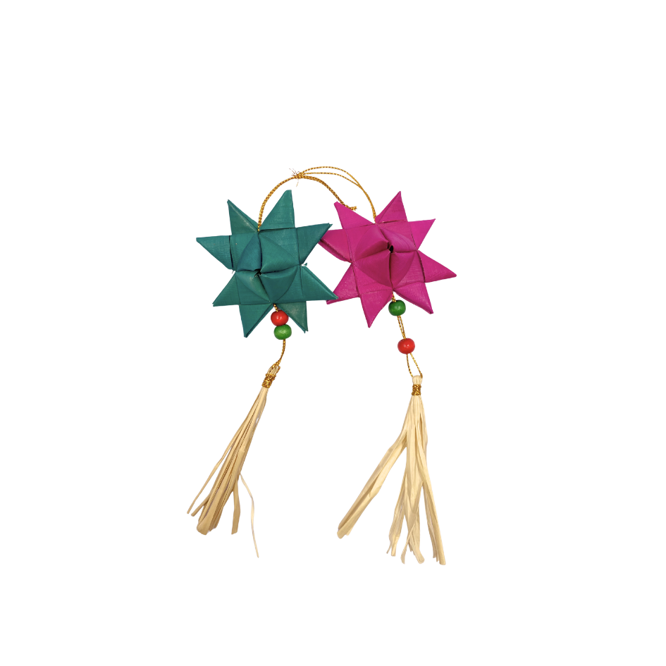 Roots Sorsogon Collection  Woven Buri Star Ornament with Tassel