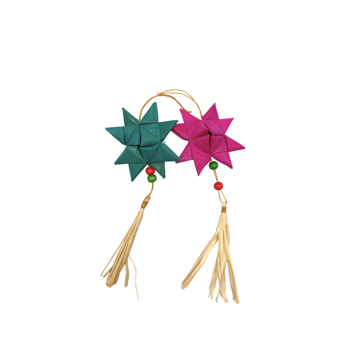 Roots Sorsogon Collection  Woven Buri Star Ornament with Tassel
