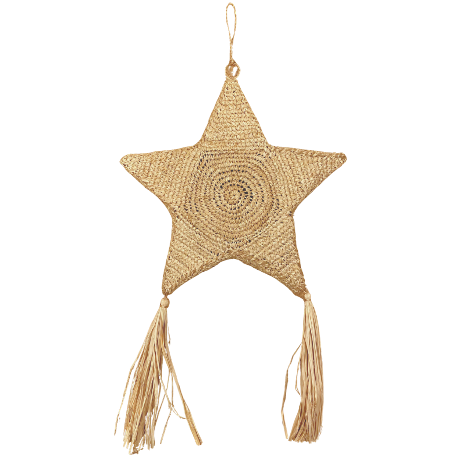 Roots Albay Collection Raffia Crochet Star Parol with Tassel
