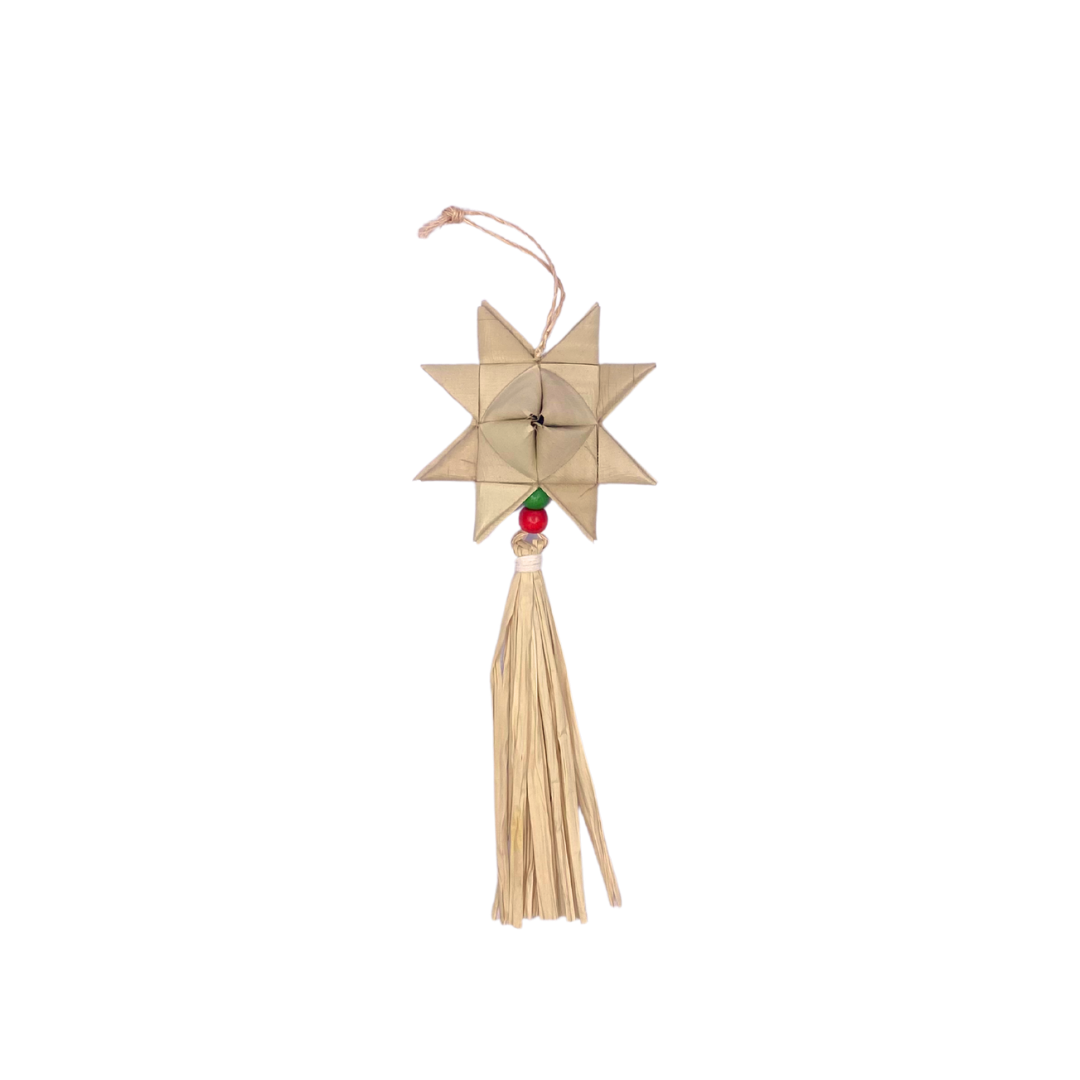 Roots Sorsogon Collection  Woven Buri Star Ornament with Tassel