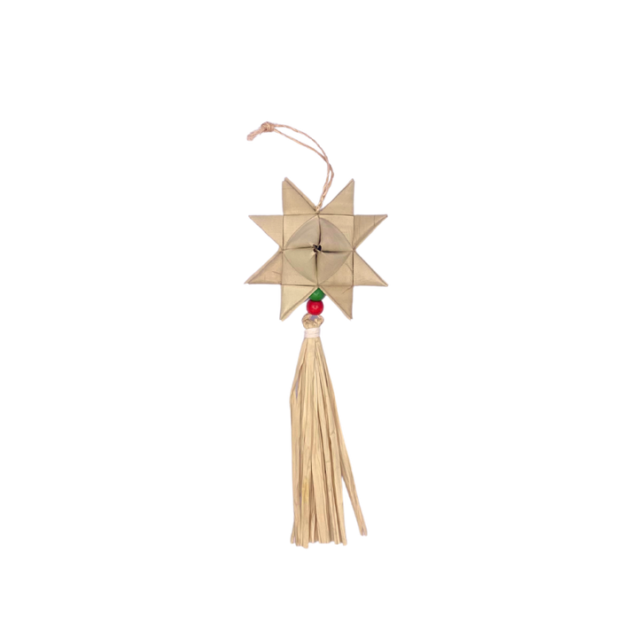 Roots Sorsogon Collection  Woven Buri Star Ornament with Tassel