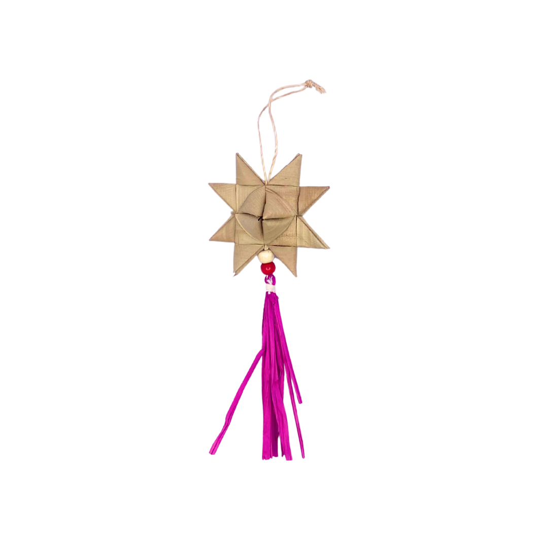 Roots Sorsogon Collection  Woven Buri Star Ornament with Tassel