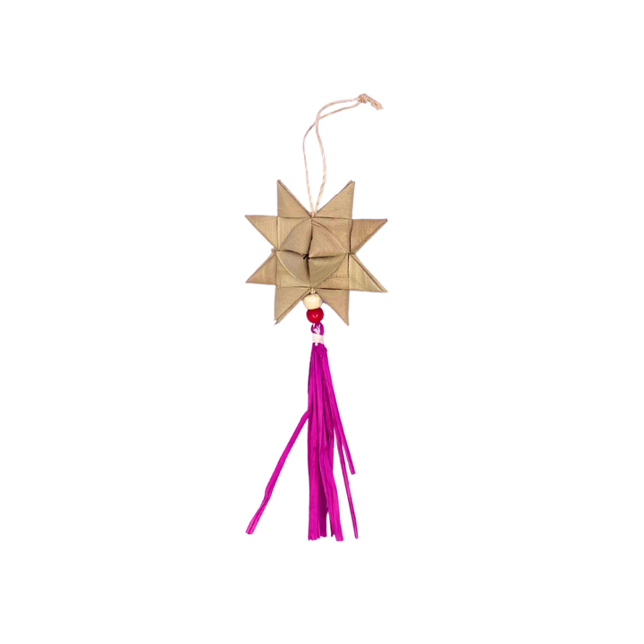 Roots Sorsogon Collection  Woven Buri Star Ornament with Tassel