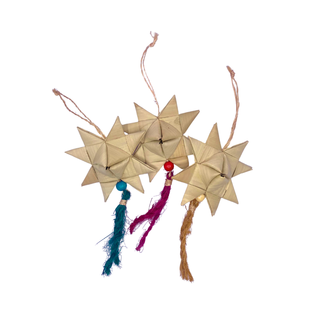 Roots Sorsogon Collection Woven Buri Star Ornament with Coco Coir Tassel