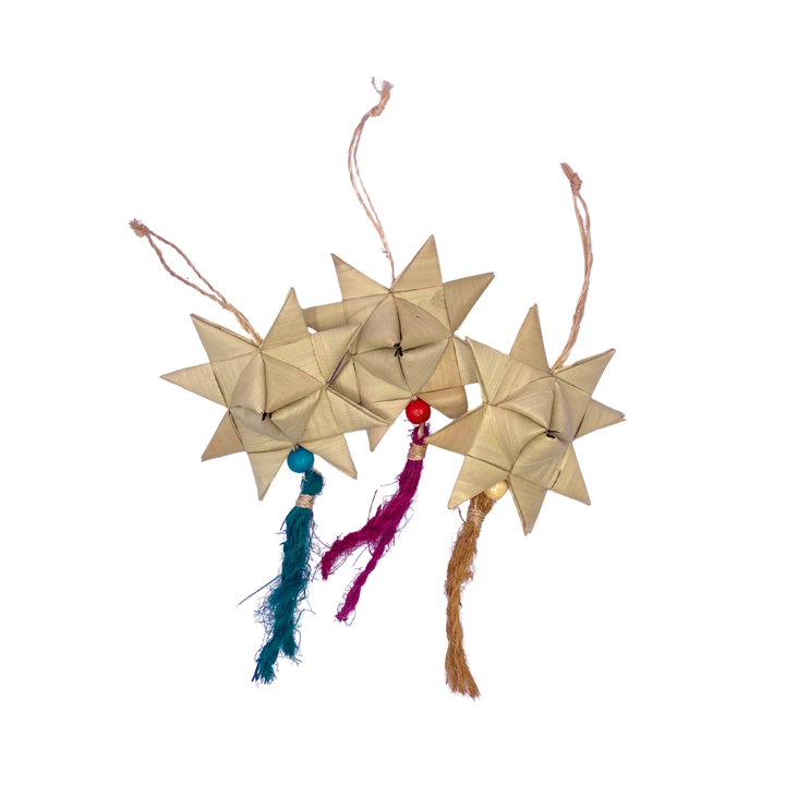 Roots Sorsogon Collection Woven Buri Star Ornament with Coco Coir Tassel