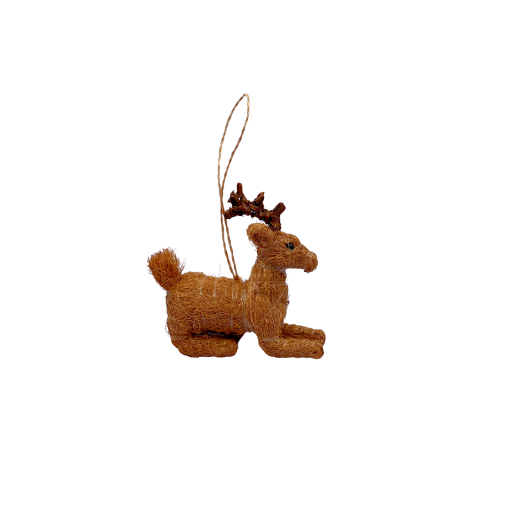Coco Coir Woven Reindeer Ornament