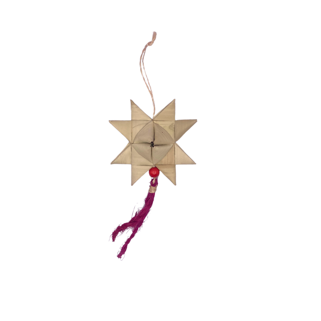 Roots Sorsogon Collection Woven Buri Star Ornament with Coco Coir Tassel